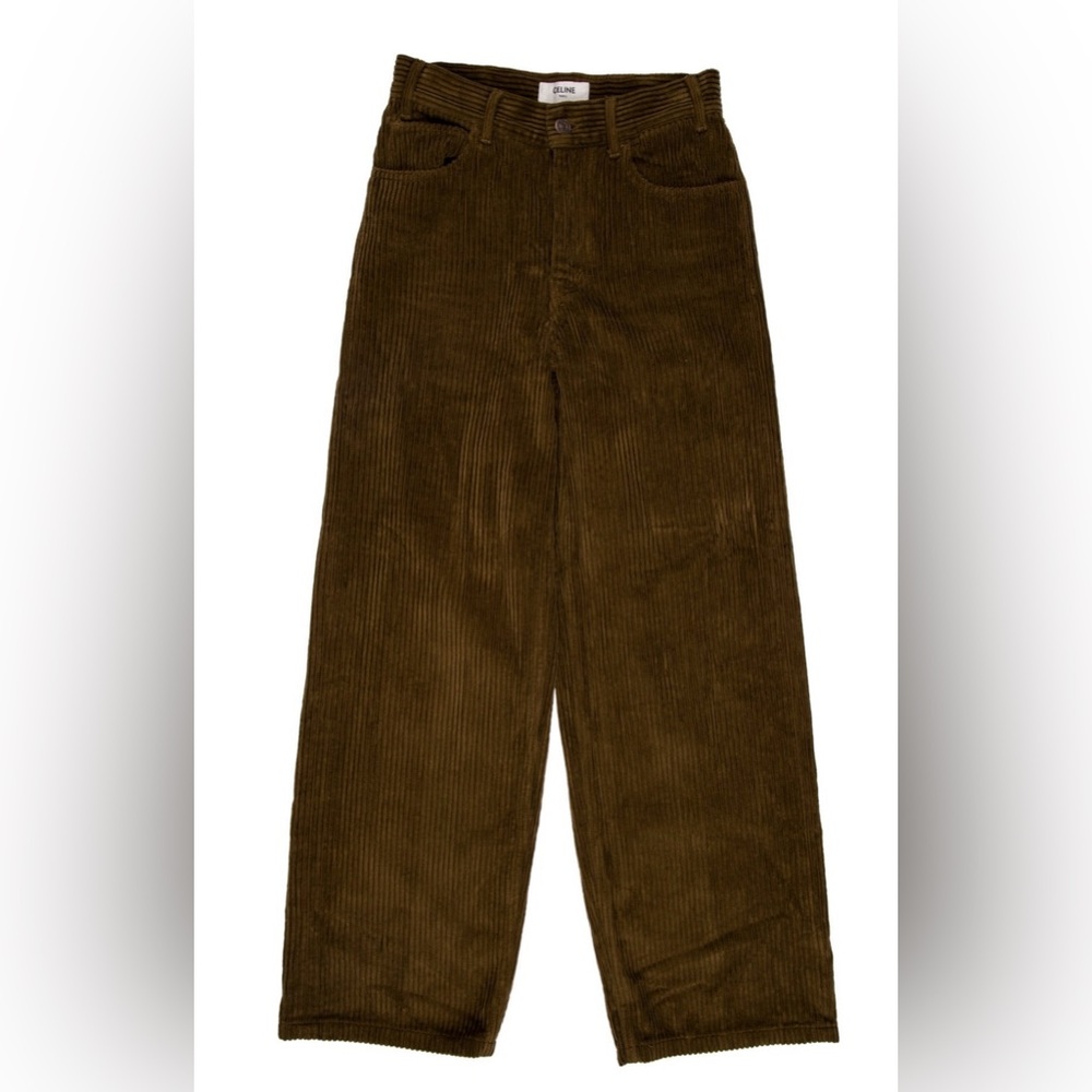 CELINE Brown Mid-Rise Corduroy Pants XS